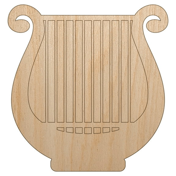 Lyre Harp Musical Instrument Wood Shape Unfinished Piece Cutout Craft DIY Projects - 4.70 Inch Size - 1/8 Inch Thick