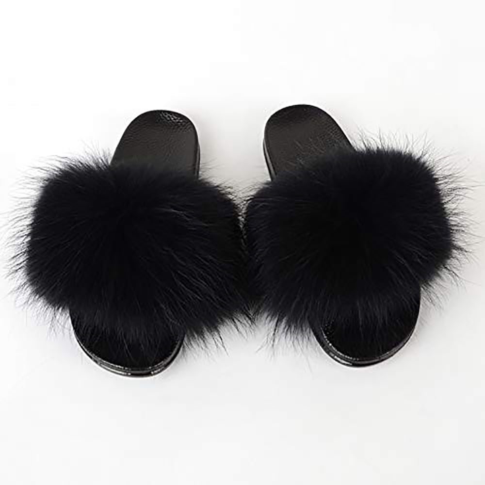 black fluffy fur slides