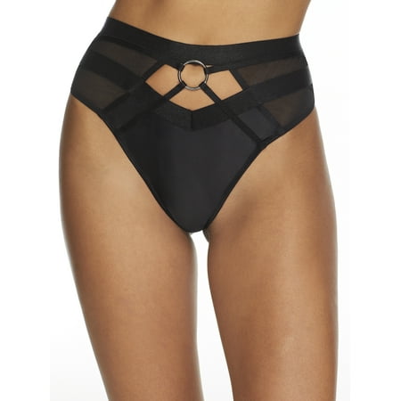 

Women s Pour Moi 23804 Contradiction Obsessed High Waist Thong Panty (Black XS)