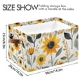 thumbnail image 4 of Yayeee 2 Pack Canvas Storage Basket with Handles for Shelves Fabric Bins Closet Organizer, White Watercolor Sunflowers, 4 of 8