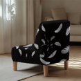 thumbnail image 5 of HELLHERO White Feathers on Black Armless Accent Chair Protector, Dustproof Anti Scratch Armless Accent Chair Cover for Office Living Dining Room, 5 of 8