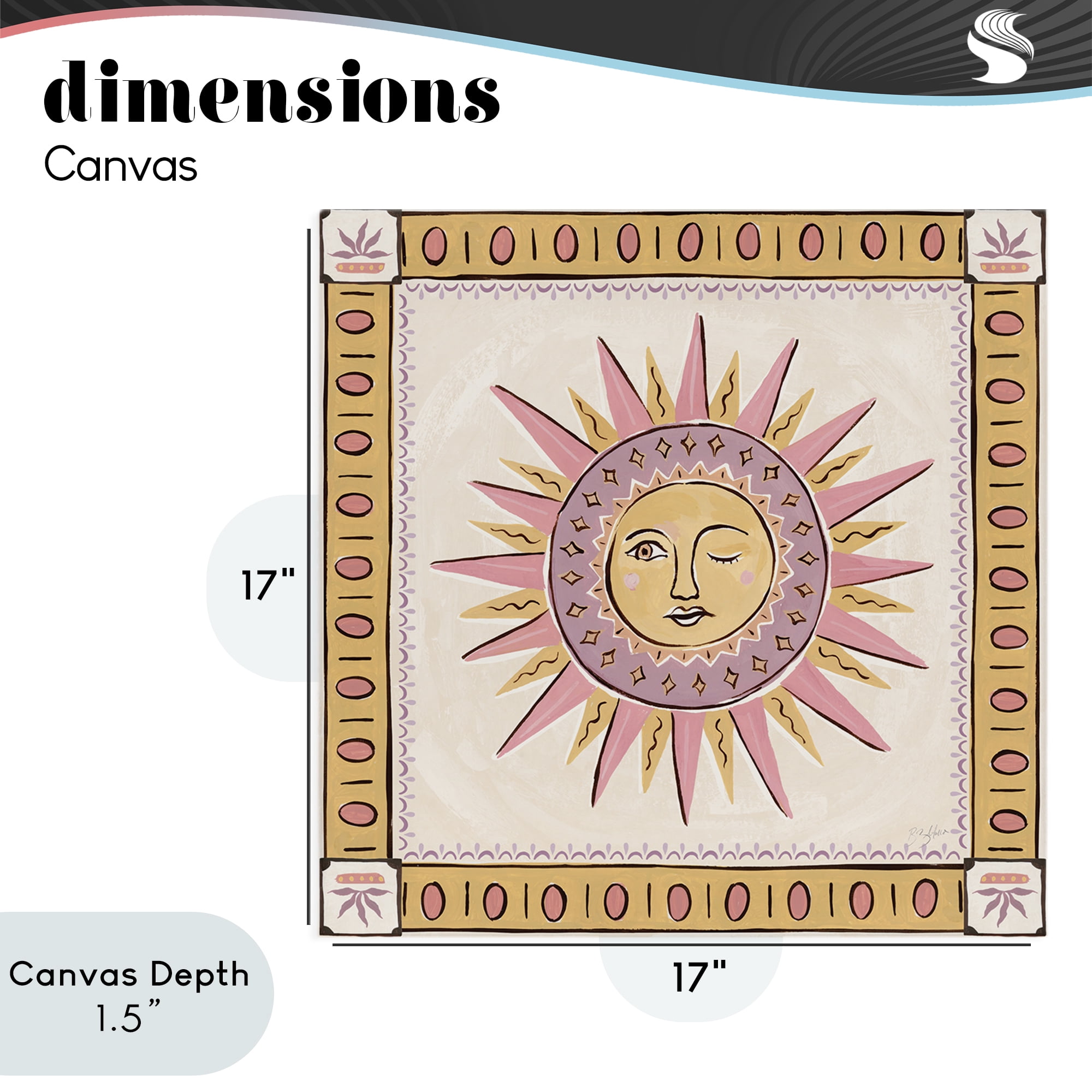 Stupell Industries Pastel Winking Sun with Border Canvas Wall Art, design by Two If By Sea Studios