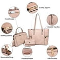 thumbnail image 2 of VANSARTO Women's Large Handbags Work Tote Vegan Leather Satchel Bag 3 Pcs Purse with Wallet, Pink, 2 of 5