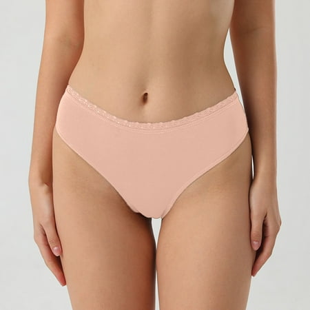 

eczipvz Womens Underwear Cotton Women Lace Floral Thong Seamless Thong High Waist Hollow Out Low Waisted Panties Pink XXL