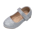 thumbnail image 2 of YMNXA Big Kids Children Girls Sandals Soft Sole Non Slip Closed Toe Sequins Fashion Lightweight Shoes For Wedding Birthday Party,Silver,5-5.5 Years, 2 of 5