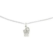 Primal Silver Sterling Silver Basketball in Hoop Charm on 18-inch Cable Chain