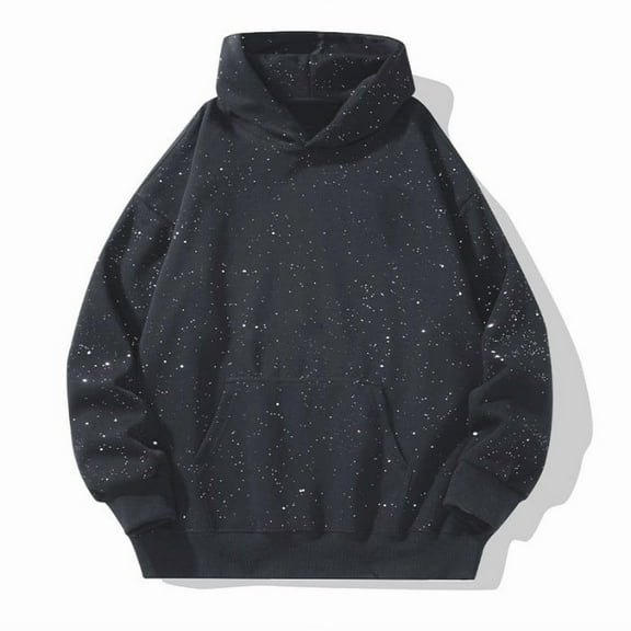 PMVFHDE Unisex Solid Color Pullover Hoodie Double Hood Star Pattern Oversized Pocket Unique Streetwear Comfort Fit Men Women SweatshirtGrey,XXL