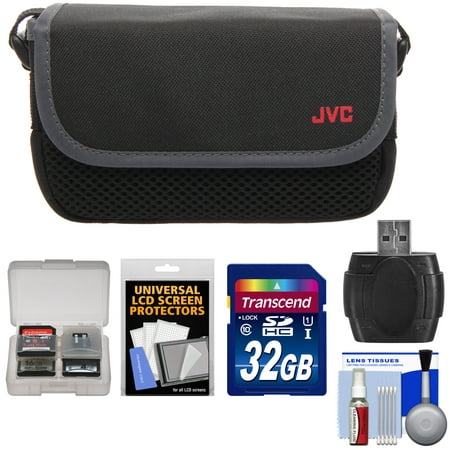 JVC CBV2013 Everio Video Camera Camcorder Case with 32GB Card + Raeder + Accessory Kit for GZ-E100, E300, E505, EX310, EX355, EX515, EX550, R10, R30, R70