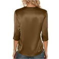 thumbnail image 5 of Women's Tops Tees & Blouses Summer Plus Size Crew Neck 3/4 Sleeve Solid Color Women's Casual Spring Summer Loose Pullover Tops, 5 of 10
