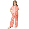 thumbnail image 1 of Pijama Arshiner de seda satinada para niñas de manga corta de 4 a 5 años, 1 of 8