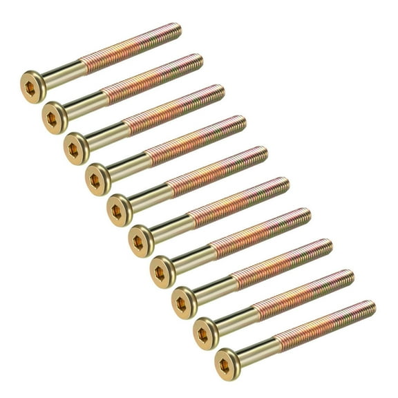 M8x80mm Furniture Screw Hex Socket Machine Screws Zinc Plated Fasteners Bolts Half Thread Carbon Steel 10 Pcs