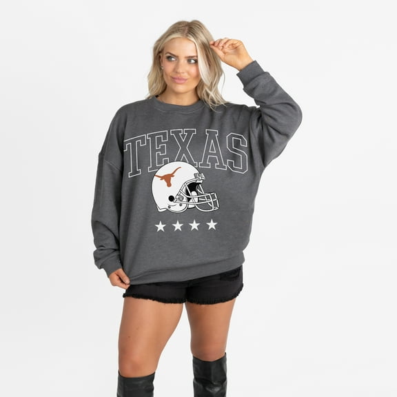 Women's Gameday Couture Charcoal Texas Longhorns Oversized Rising Stars Premium Fleece Drop Shoulder Sweatshirt