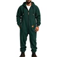 thumbnail image 5 of Ceisia Mens Loose Full Zip Hooded One Piece Jumpsuit Casual Sports Onesie Army Green L Gift, 5 of 5