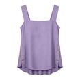 thumbnail image 5 of Tank Tops For Women Fashion Womens Summer Tops Cotton Linen Side Button Loose Fit Causal Sleeveless Shirts Square Neck Tee, 5 of 7