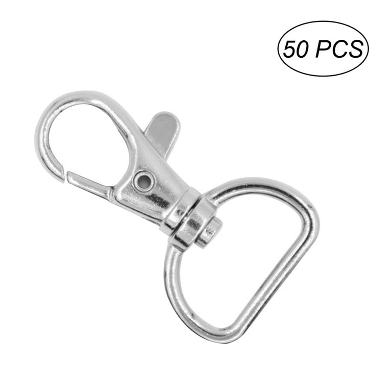 50 Pcs Keychain Hooks with Swivel D-rings Heavy Duty Snap Lobster Claw  Clasp Hooks for Lanyard