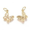 thumbnail image 2 of 10pcs Brass Micro Pave Cubic Zirconia Pendants with Jump Ring Long-Lasting Plated Butterfly Clear Golden 10x11x2mm Hole: 1.8mm, 2 of 2
