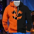 thumbnail image 3 of Pumpkin Face Halloween Hoodies for Men 2025 Spooky Pumpkin Graphic Hooded Sweatshirt with Pockets Halloween Pullover Tops, 3 of 4