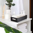 thumbnail image 3 of Black Bathroom Basket - Wooden Toilet Tank Paper Basket with Handle for Organizing - Back of Toilet Storage Organizer for Bathroom Tank Topper Counter - Black Bathroom Decor Box（33*16.5*7.4cm), 3 of 5