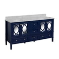 thumbnail image 2 of Olivia 72" Double Bathroom Vanity with Royal Blue Cabinet and Carrara Marble Top, 2 of 6