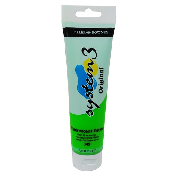 Daler-Rowney Original System 3 Acrylic Paint, 150ml Tube, Fluorescent Green