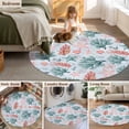 thumbnail image 5 of Round Rugs 3.3Ft, Green Red Coral Round Area Rug Washable Indoor Throw Carpet, Coastal Nautical Summer Beach Soft Non Slip Circle Rug for Laundry Room Patio Home Decor Aesthetic, 5 of 8