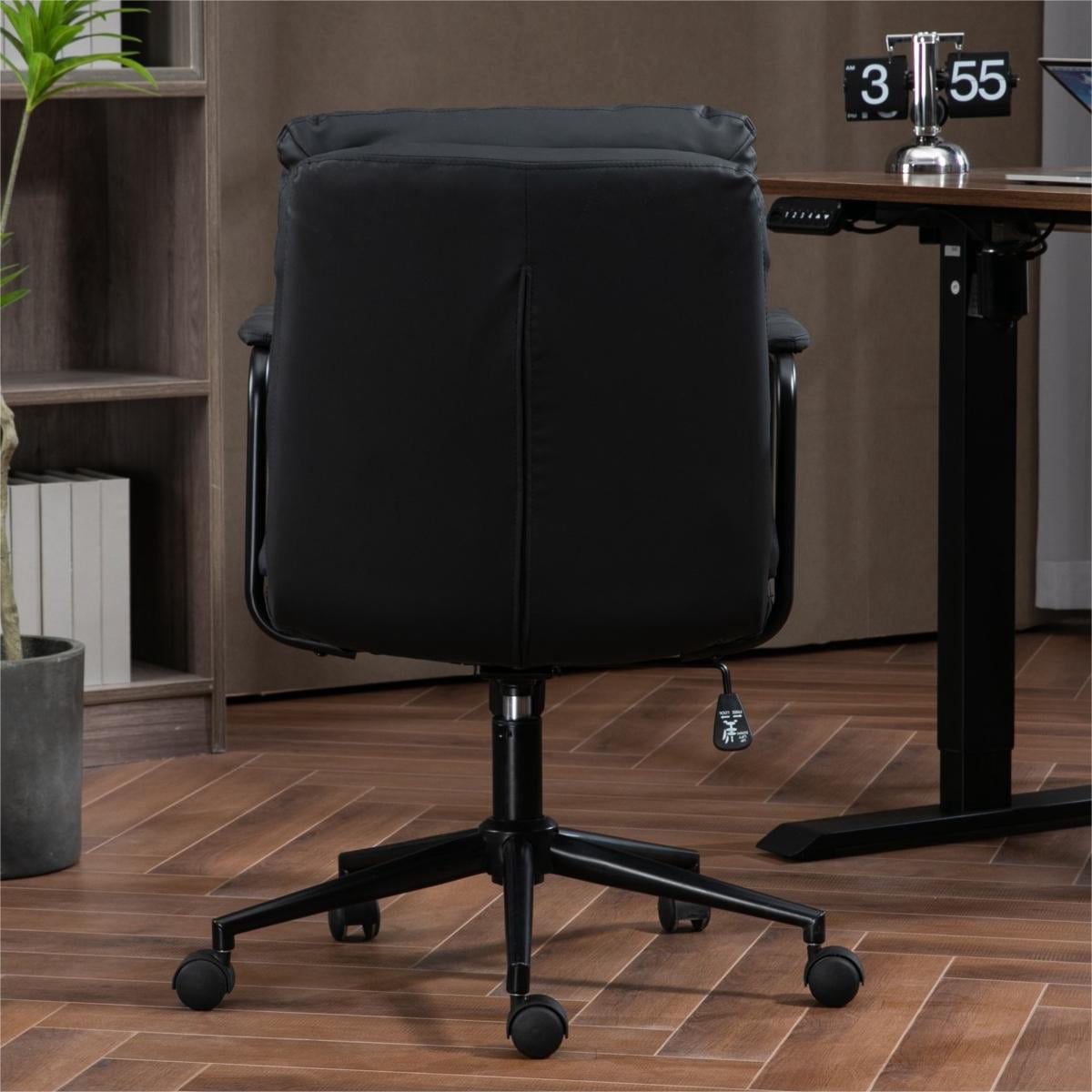 Office Chair Desk Chair Computer Chair Ergonomic PU Leather Swivel Rolling Chair Desk Task Chair with Padded Armrest,Black