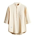 thumbnail image 2 of Chemises pour Hommes, Mode Décontractée Col Rabattu Boutons Manches Coudées Blouse Hauts Chemise, 2 of 3