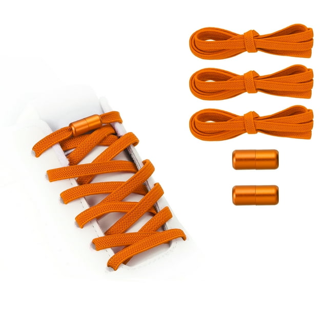 Uxcell Cordones sin atar elásticos con 2 hebillas de metal para zapatillas de adultos, zapatos de lona, color naranja