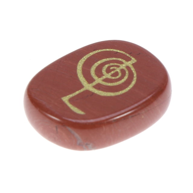 Jaspe Rouge Gravé, Pierre Précieuse de Reiki Chakra, Palmier, Cristal de Guérison, Motif 1 (Rouge Foncé)