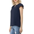 thumbnail image 4 of DARING DIVA Women's V Neck Casual Solid Cap Blouse Top L Dark Blue, 4 of 6