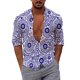 thumbnail image 1 of Camisas Negras Para Hombre Hombres Casual Manga larga Primavera Verano Turndown Neck 3D Impreso Camisas Moda Top Blusa Camisas (C, XL), 1 of 5