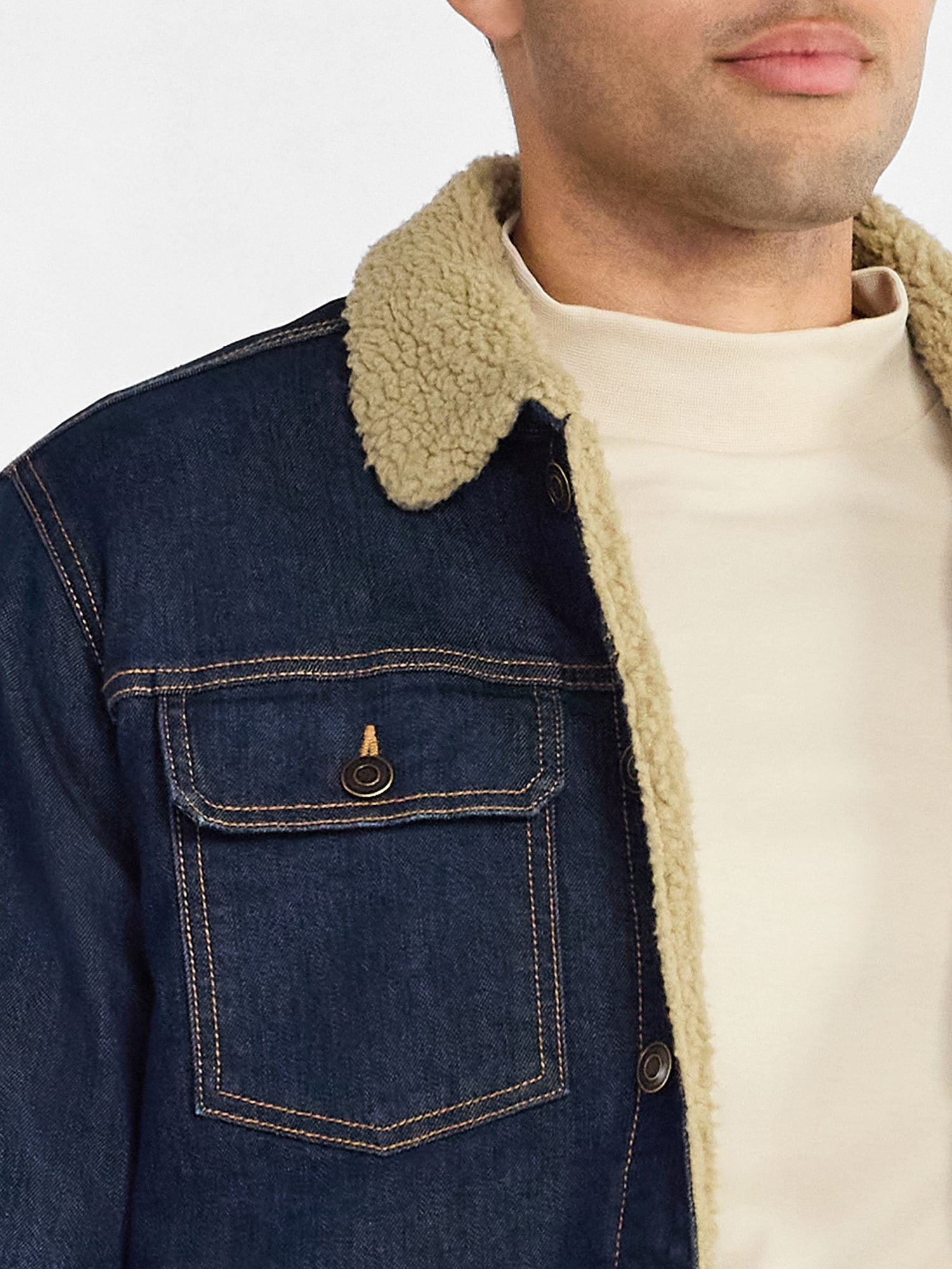 George Men's and Big Men's High Pile Denim Trucker Jacket, Size S-3XL