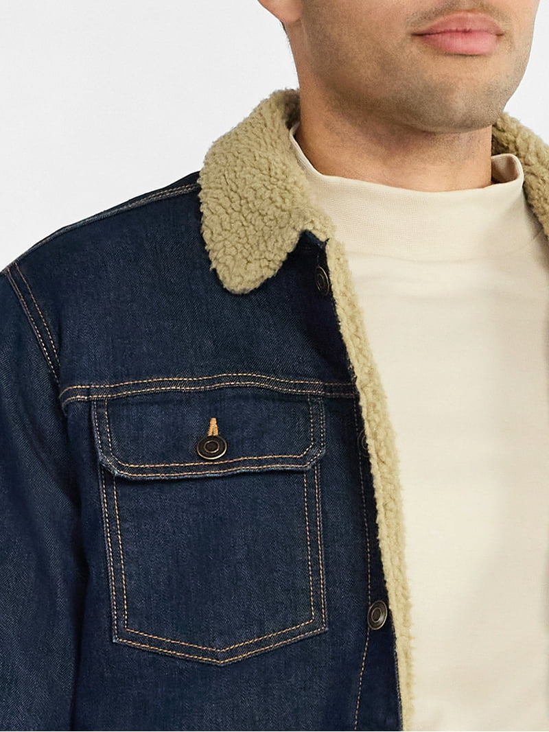 George Men's and Big Men's High Pile Denim Trucker Jacket, Size S