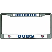 Cubs Chrome License Plate Frame White