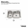 thumbnail image 2 of Kohler Staccato Top-Mount Large/Medium Double-Bowl Kitchen Sink With Four Faucet Holes, Stainless Steel, 2 of 7