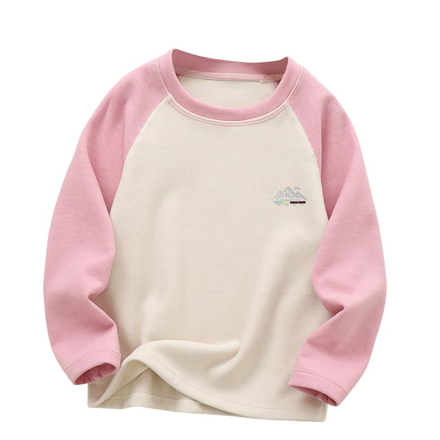 Long Sleeve Round Neck Top for Kids, Soft Polyester-Spandex Blend, Breathable Thermal Base Layer, Unisex Fit, Blue, Size 110