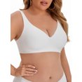 thumbnail image 4 of INSPIRE CHIC Women's Deep V Seamless Wirefree Adjustable Straps Bras Light Soft Cup Plus Size Lingerie XL White, 4 of 4