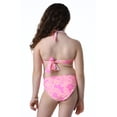 thumbnail image 2 of Hobie Girls' Hi Neck Crop Bra Bikini Top & Banded Bottom Swimsuit Set, Flamingo//Honolulu Honey, 12, 2 of 3