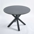 thumbnail image 2 of Lisonu Mid-Century 42" Round Dining Table, Black Pedestal Kitchen Table with MDF Top and Metal Cross Legs for 4-6 People, Modern Leisure Coffee Table for Small Spaces, 2 of 8