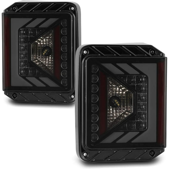 1 Pair Tail Lights Compatible with 2007-2018 Jeep Wrangler JK,Taillight with Running & Brake & Turn Signal & Reverse Light,Glossy Black Smoked Lens