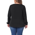 thumbnail image 5 of Unique Bargains Women's Plus Size Long Sleeve V Neck Chiffon Pleated Front Tops 3X Black, 5 of 6