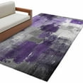thumbnail image 2 of Purple Grey 4x6 Area Rugs, Abstract Art Oil Painting Modern Geometric Non-Skid Rubber Backing Large Rectangle Rugs - Living Room Bedroom Home Office, Indoor Floor Mat Carpets Washable Rug, 2 of 9