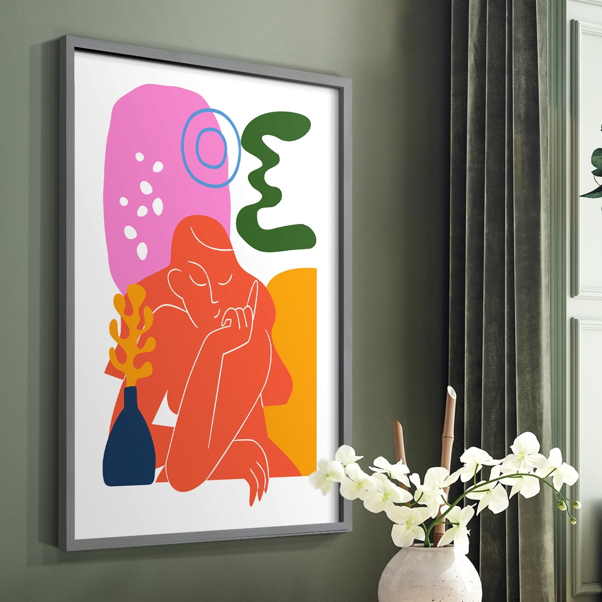 Matisse CDLVIII in Gray Solid Wood Framed Print No Nail Hanging