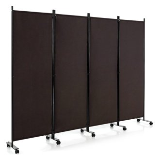 50" Rolling Room Divider Privacy Screen - Freestanding Blackout Partition With Wheels For Office & Home