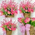 thumbnail image 5 of Artificial Tulip Wreath 16 Inch, Spring Summer Front Door Wreath Outdoor Indoor, Faux Plastic Tulip Flower Basket Wreath for Wedding Wall Home Decor, 5 of 8