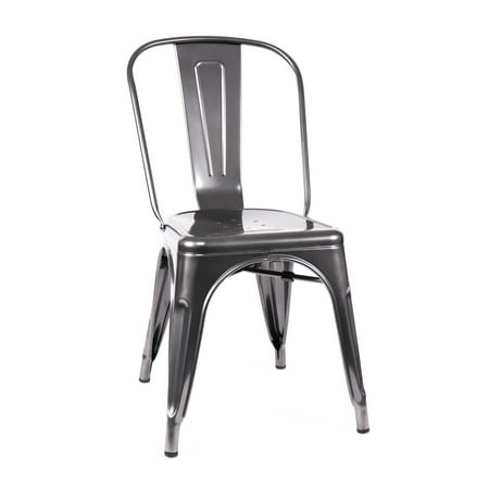 Dreux Dark Gunmetal Steel Stackable Side Chair (Set of