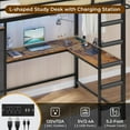 thumbnail image 5 of Mabor Loft Bed Twin Size with L-Shaped Desk & Charging Station Twin Metal Loft Bed with LED Lights & 7 Drawers & Clothes Rail for Bedroom, No Box Spring Needed, Black, 5 of 11