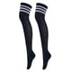 thumbnail image 1 of Rayas sobre Calcetines altos Medias Calcetines casuales Calentador de piernas Negro con rayas bncas Sunnimix Calcetines por encima de la rodilla, 1 of 8