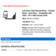thumbnail image 2 of Left Driver Side Manual Mirror - Smooth Black - Dual Glass - Compatible with 2003 - 2011 GMC Savana 3500 2004 2005 2006 2007 2008 2009 2010, 2 of 2