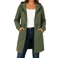 thumbnail image 3 of Zynoxe Women's Mid-Length Hooded Sweatshirt Adjustable Drawstring Waist Zip Up Hoodie Comfy Elastic Cuffs Long Sleeve Sweatshirt Jacket Fashionable Solid Color Casual Outerwear with Side Pockets S, 3 of 8
